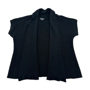 Twenty One Women Medium Black Sleeveless Knit Cardigan Open Front Shawl Collar